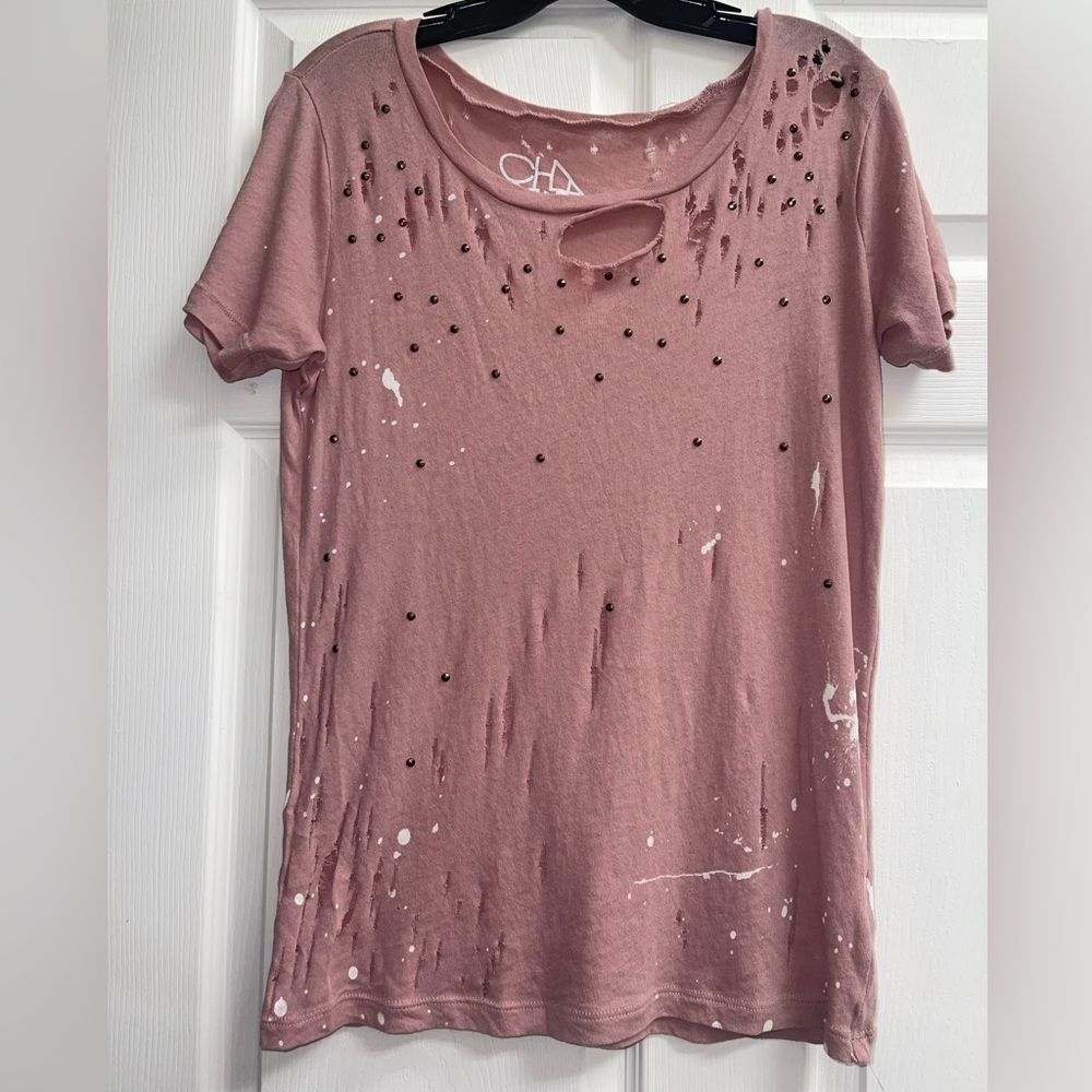 Chaser Distressed Splattered & Studded XS